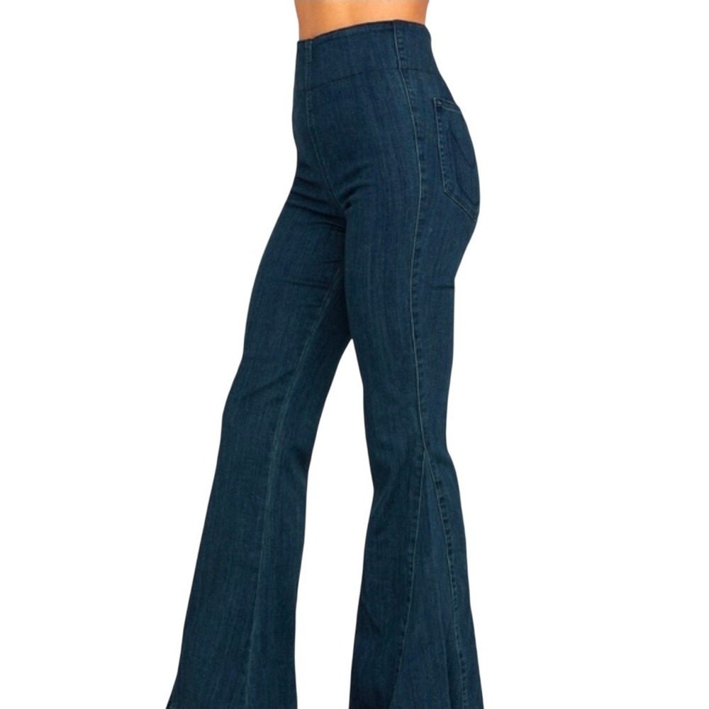 Show Me Your Mumu Womens Berkeley Bells High Waisted Flare Jeans Dark & Stormy M - Picture 11 of 12